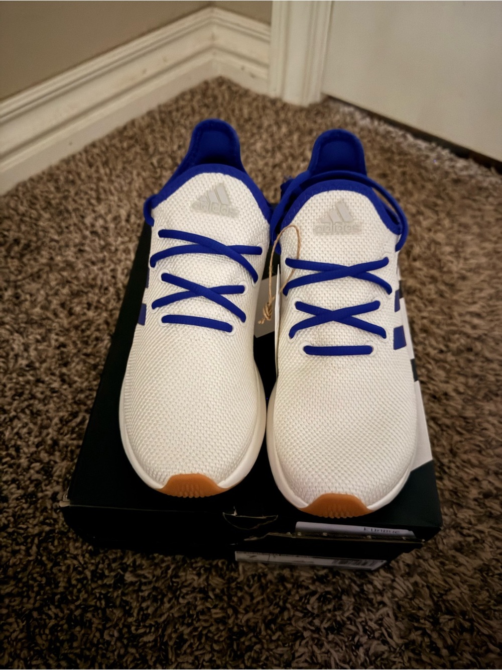 adidas Women’s Cloudfoam Pure, White and Royal Blue Mesh Sneakers. Size 7W